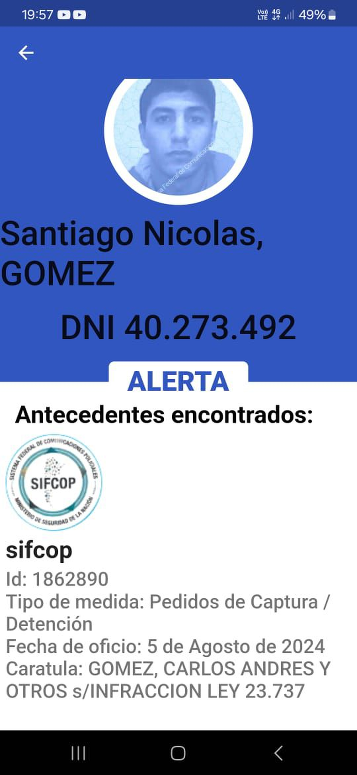 Era buscado por la policía y fue detenido por ir a ver a San Martín de Tucumán. Era buscado por la policía y fue detenido por ir a ver a San Martín de Tucumán.