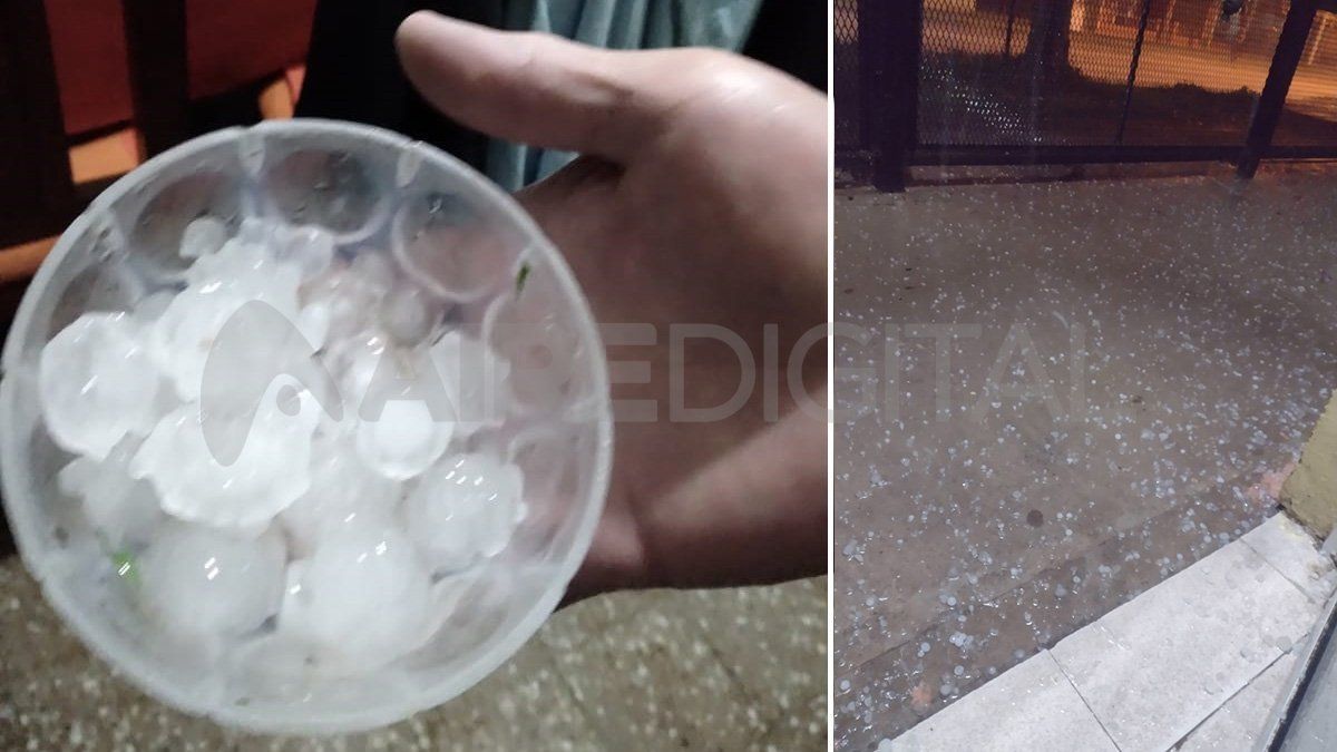 Llegaron a AIRE imágenes de la caída de granizo en Laguna Paiva.