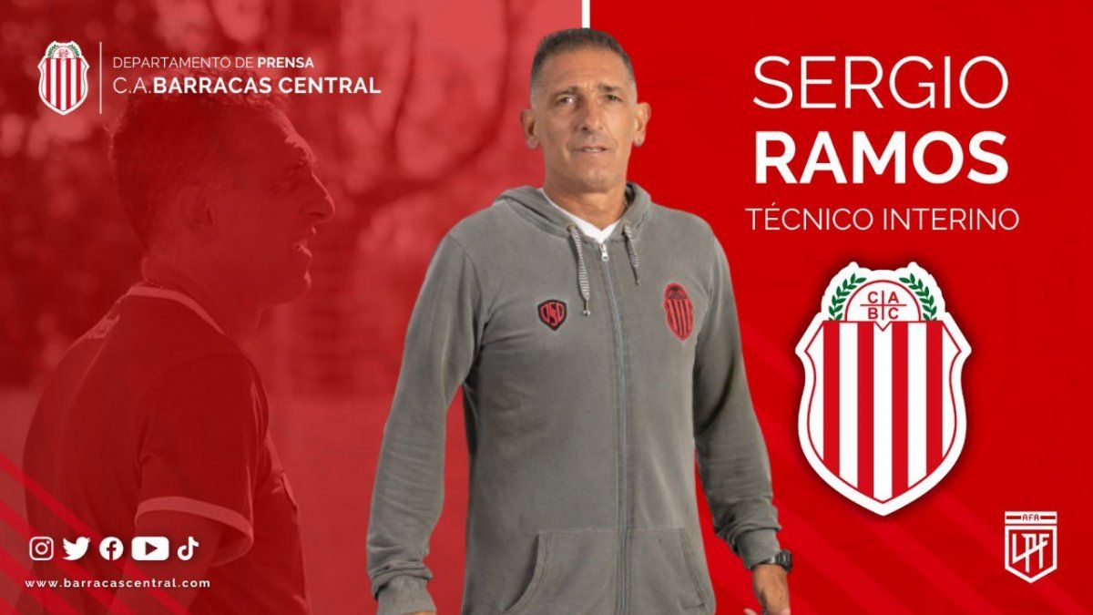 Barracas Central anunció que Sergio Ramos tomará el lugar de Rodolfo De Paoli como entrenador de Barracas Central. Dirgirá de forma interina junto a Slavador Daniele.