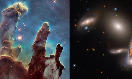 El Hubble celebra 32 años en el espacio con impresionantes imágenes del Universo. El Hubble celebra 32 años en el espacio con impresionantes imágenes del Universo.