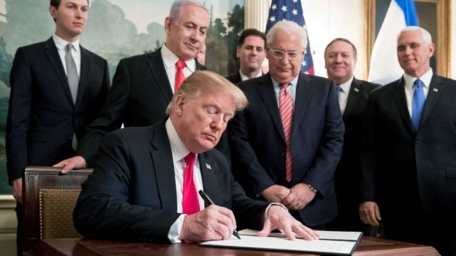 Trump reconoció por decreto la soberanía israelí en los Altos del Golan