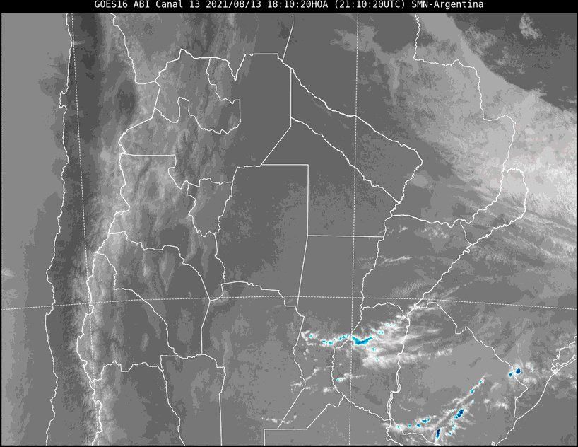 Imagen satelital del tiempo a las 18.10 horas del viernes.