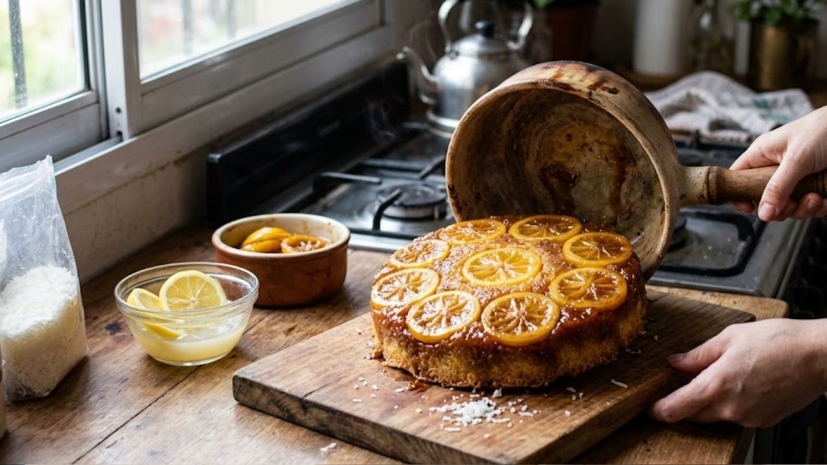 Una rica torta de limón.
