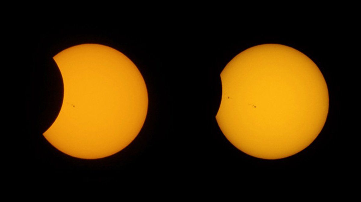 El Sol eclipsándose visto con filtro.