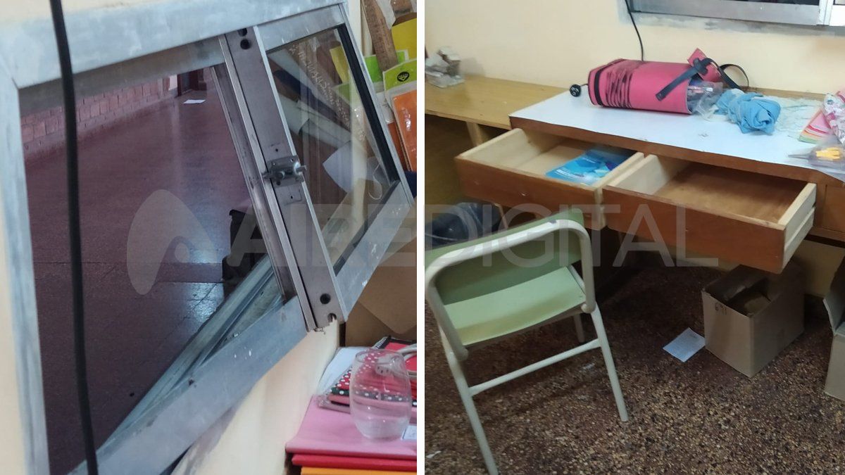 En la Preceptoría los delincuentes se llevaron elementos en desuso, pero dejaron muchos daaño materiales. 