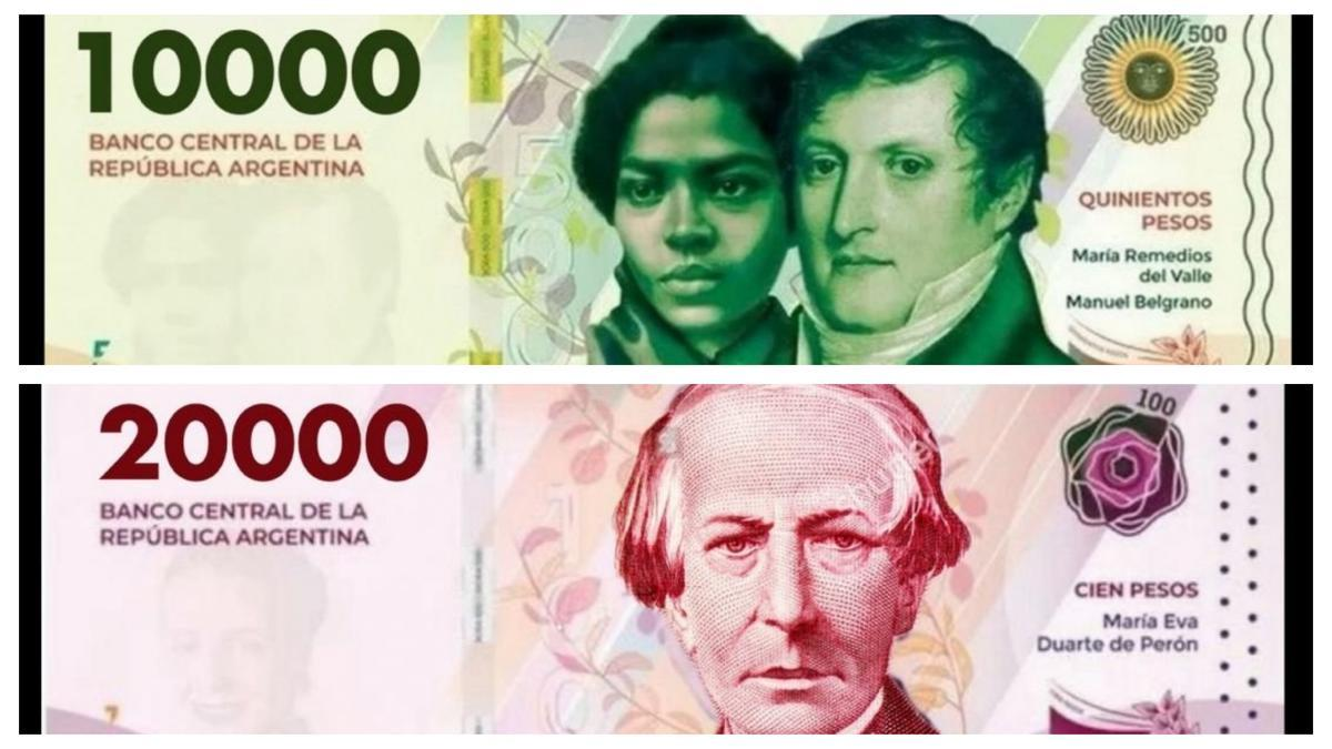 El Banco Central de la República Argentina (BCRA) confirmó que pondrá en circulación nuevos billetes de $ 10.000 y $ 20.000. El Banco Central de la República Argentina (BCRA) confirmó que pondrá en circulación nuevos billetes de $ 10.000 y $ 20.000.