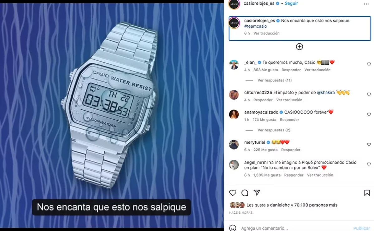 Casio le respondió a Shakira.