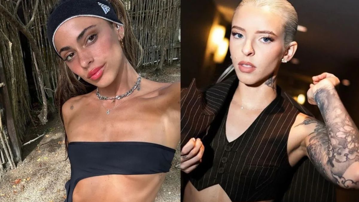 Tini Stoessel y Young Miko juntas en un bar.