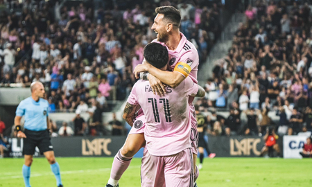 Facundo Farías marcó su primer gol en el Inter Miami y lo festejó en los brazos de Lionel Messi