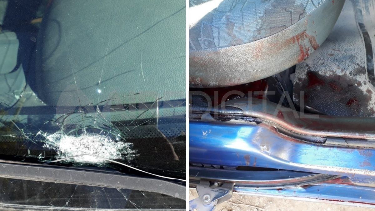 Así quedó la camioneta tras ser baleada.