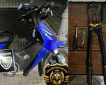 Los efectivos policiales recuperaron la motocicleta tras el robo y secuestraron elementos de corte. Los efectivos policiales recuperaron la motocicleta tras el robo y secuestraron elementos de corte.