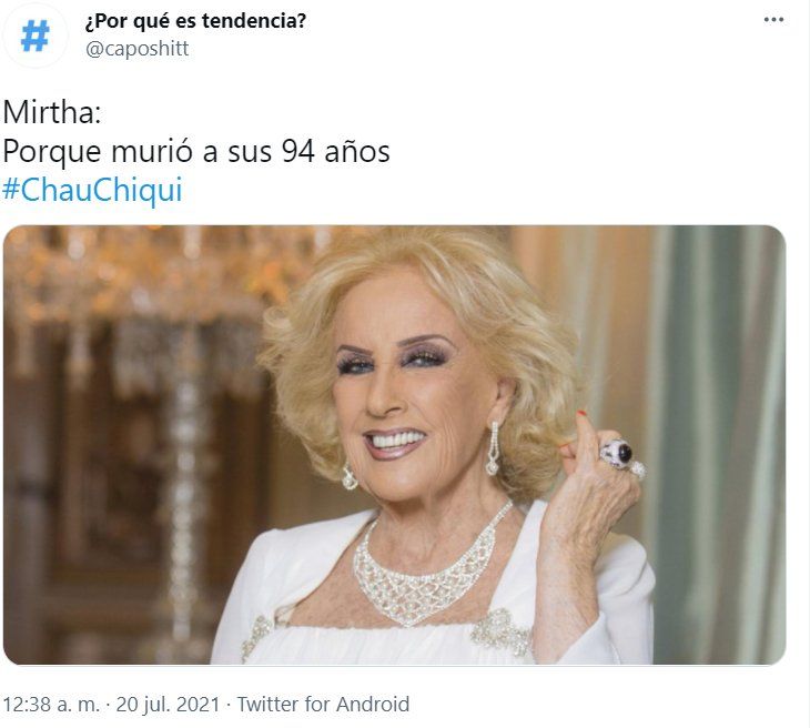 En las redes sociales "mataron" a Mirtha.