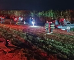El siniestro ocurrió el domingo por la noche sobre la Ruta Nacional 38, a la altura del paraje Palo Blanco. Foto: gentileza FM Power Max Recreo. El siniestro ocurrió el domingo por la noche sobre la Ruta Nacional 38, a la altura del paraje Palo Blanco. Foto: gentileza FM Power Max Recreo.