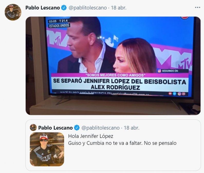 Lescano le tiró onda a Jennifer López, que está solterita.