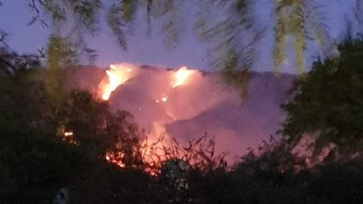 Bomberos, con ayuda de aviones hidrantes, luchan para contener el avance de las llamas.