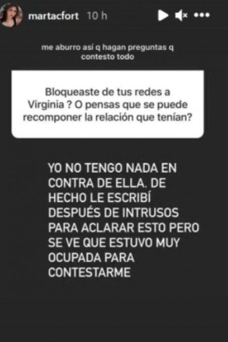 Marta Fort habló sobre Virginia Gallardo.