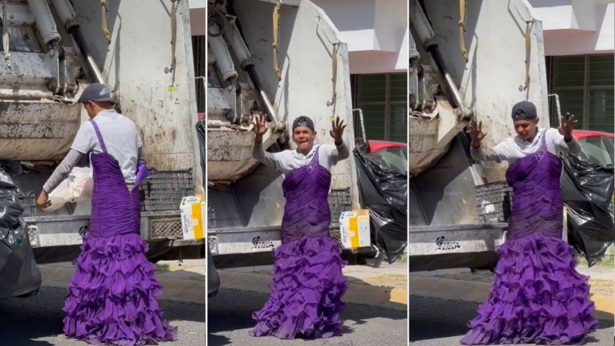 Recolector de basura se hace viral en TikTok por usar vestido y bailar en la calle