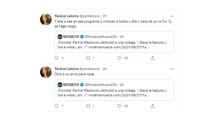Yanina Latorre cuestionó a Karina Mazzocco.