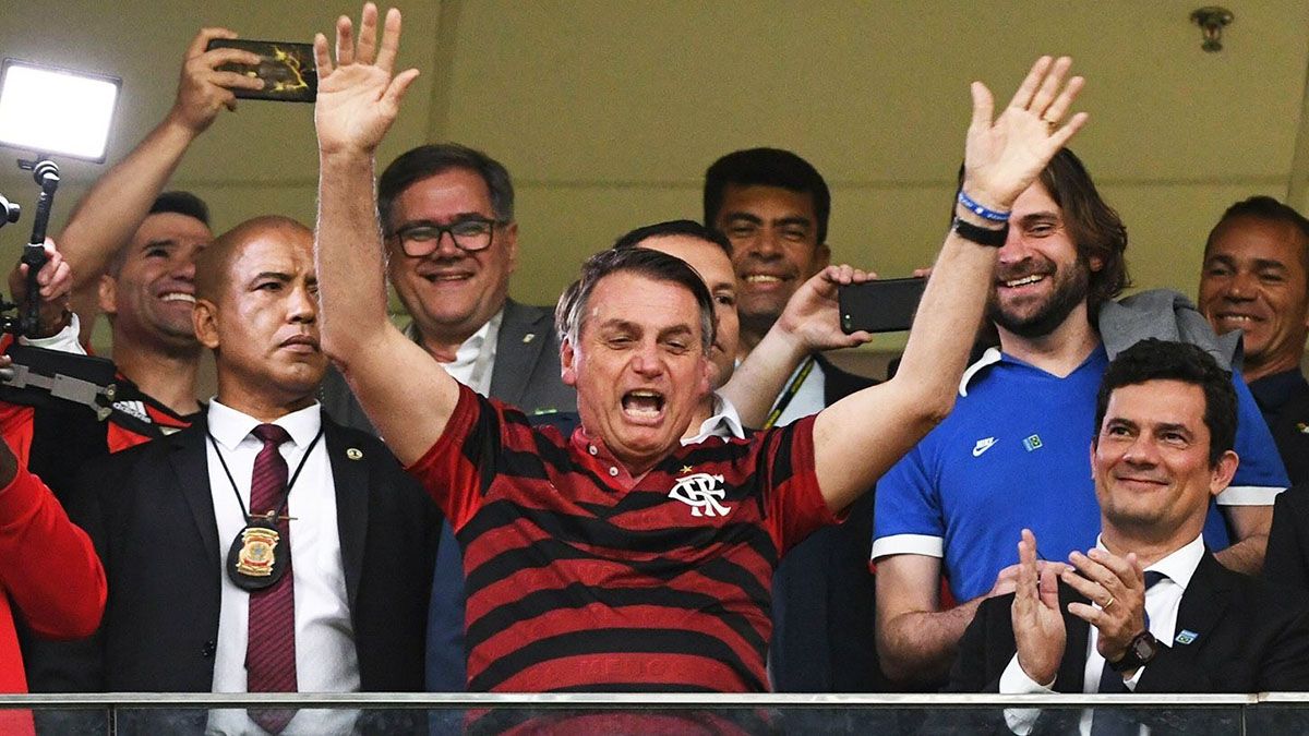 El festejo de Jair Bolsonaro por el triunfo de su equipo, el Flamengo