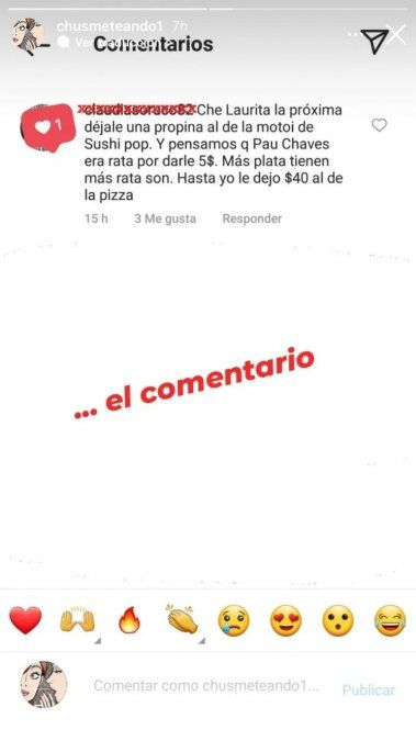 El escrache viral a Laurita Fernández en su cuenta de Instagram.