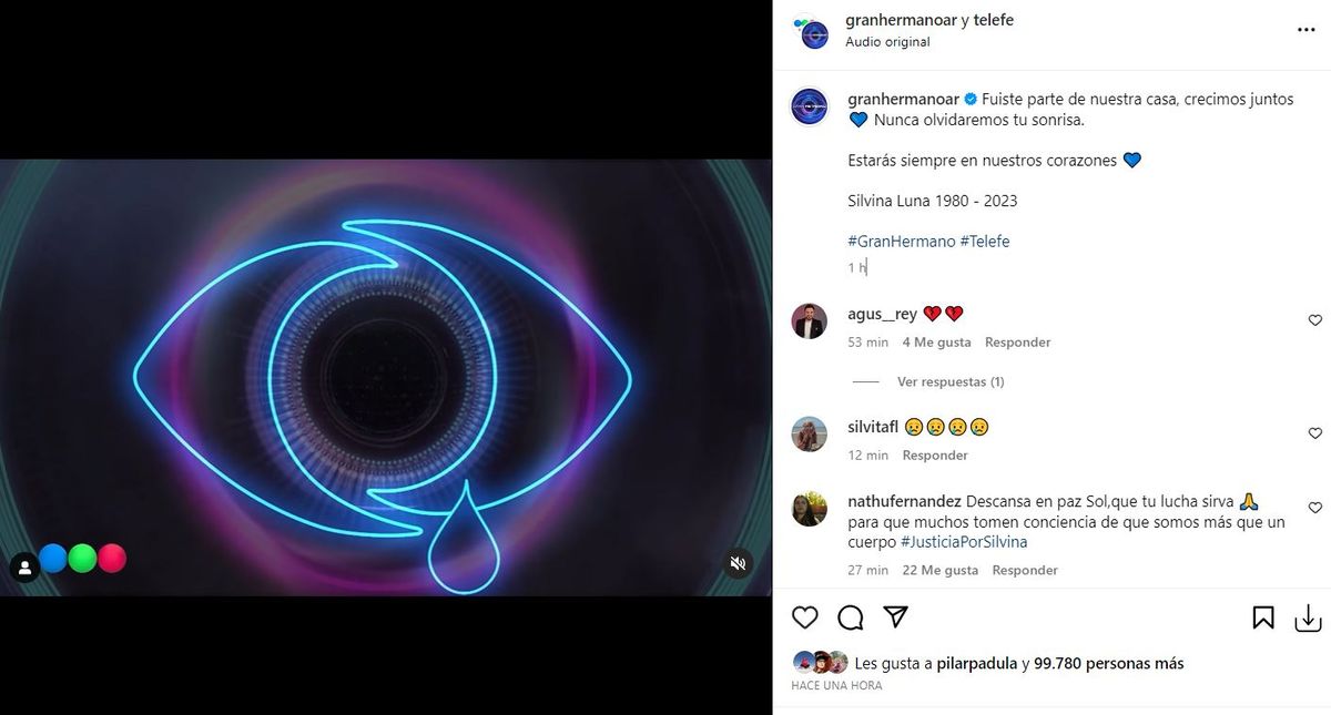 El posteo con el que Gran Hermano despidió a Silvina Luna. El posteo con el que Gran Hermano despidió a Silvina Luna.