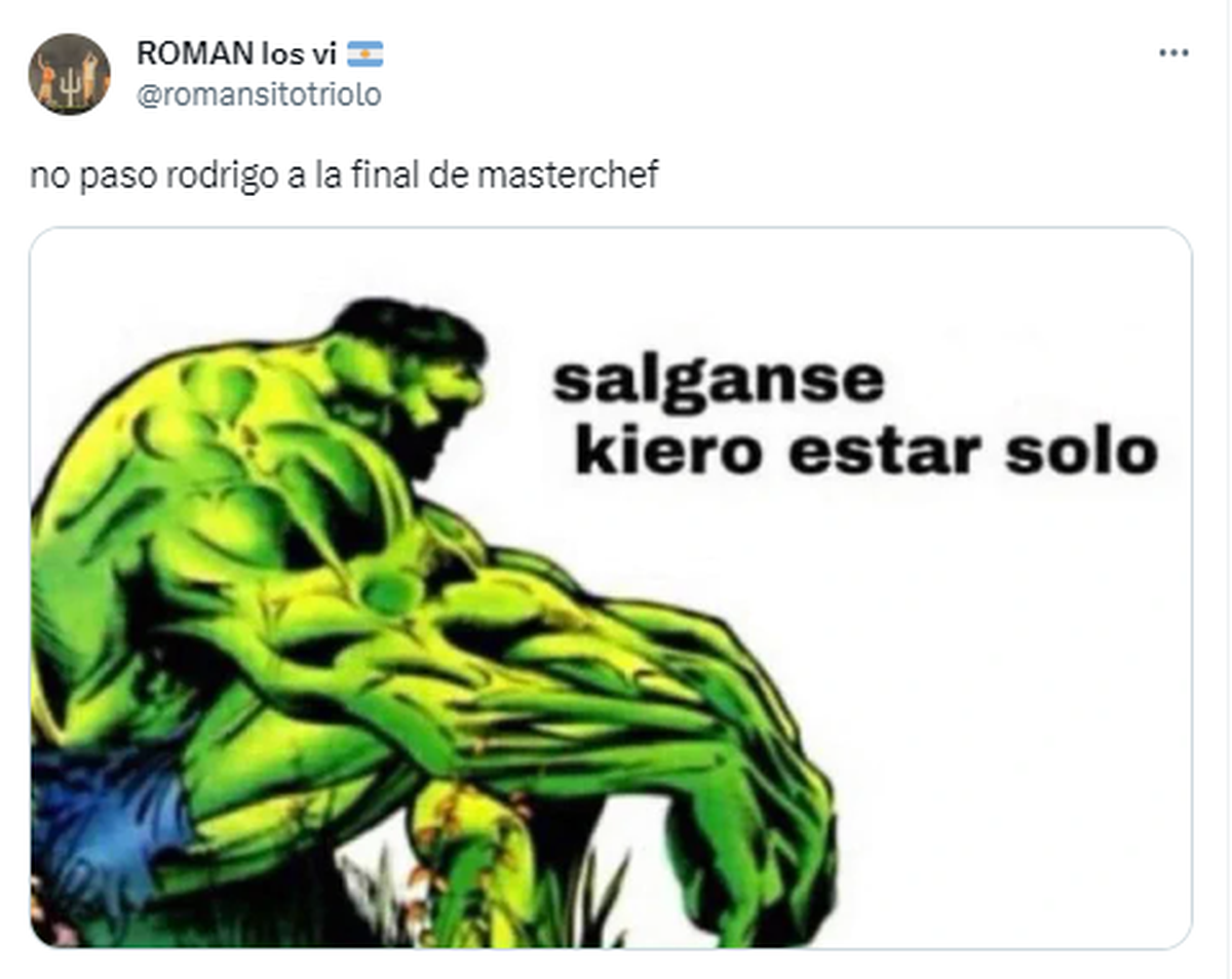 Los mejores memes tras la eliminación de Rodrigo de MasterChef. Los mejores memes tras la eliminación de Rodrigo de MasterChef.