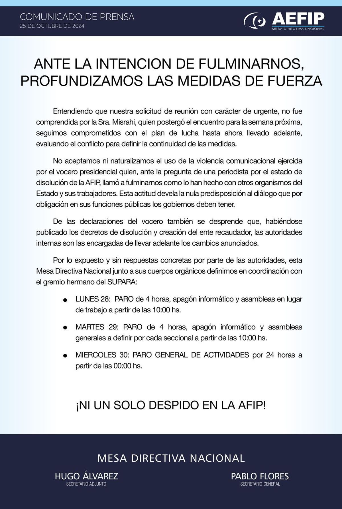 Comunicado completo. Comunicado completo.