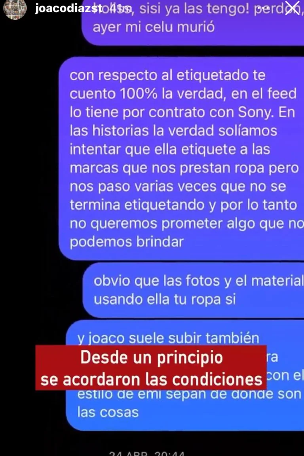Joaco Díaz, vestuarista de la cantante, se volcó a su cuenta de Instagram para, mediante una serie de posteos, “desmentir las falsas acusaciones” de los emprendedores.