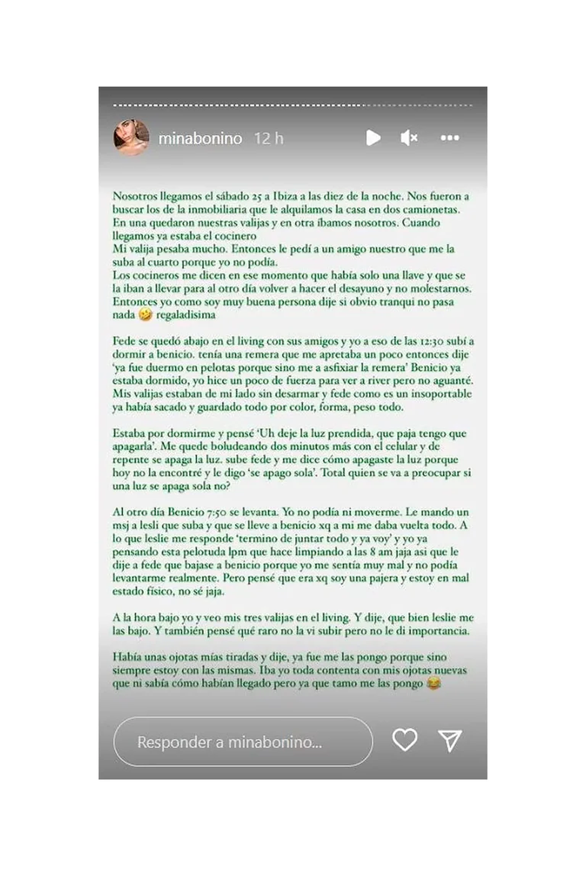 Mina Bonino contó cómo fue el robo en Ibiza.