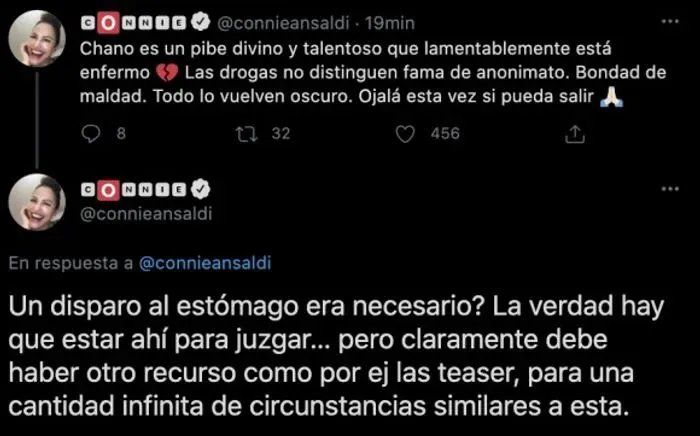 Connie Ansaldi indignada por el accionar de la policía con Chano. 