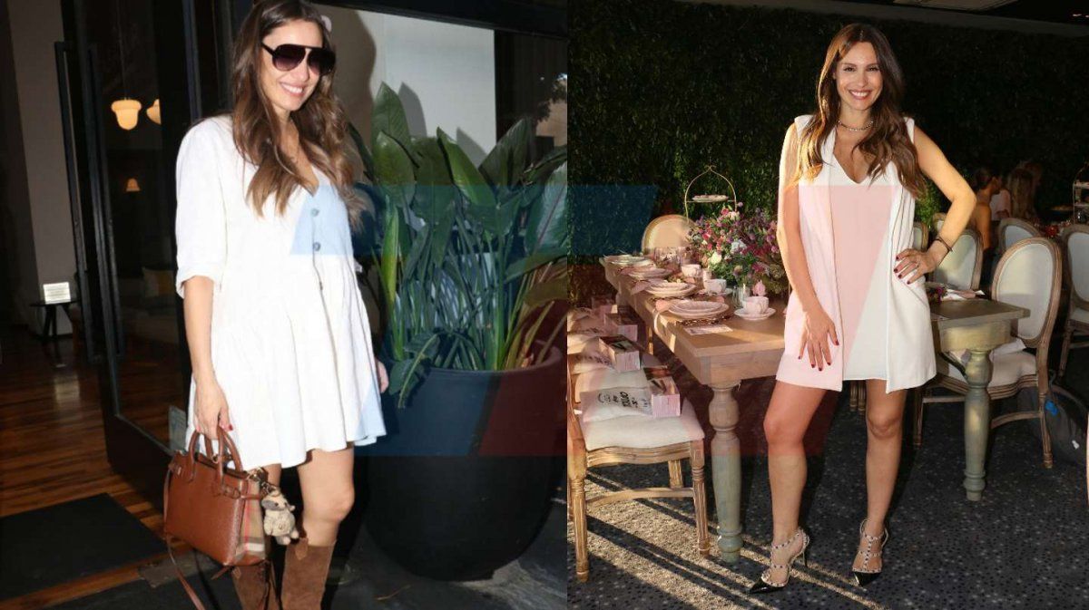 Pampita tuvo dos cambios de look en su baby shower. Foto: TN.