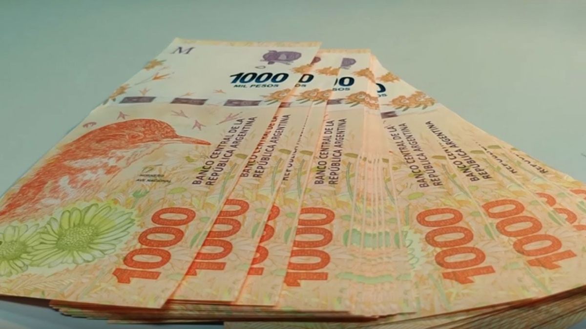 Billetes de $1.000 argentinos.