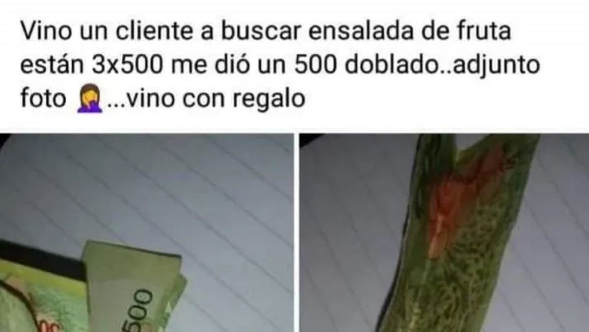 Recibió un billete de $500 doblado y lo que tenía adentro la dejó helada