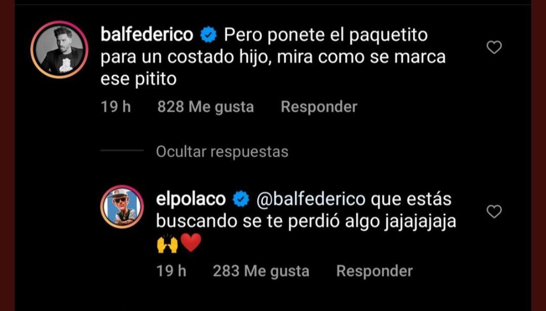 El picante comentario de Fede Bal a El Polaco que se replicó en las redes.