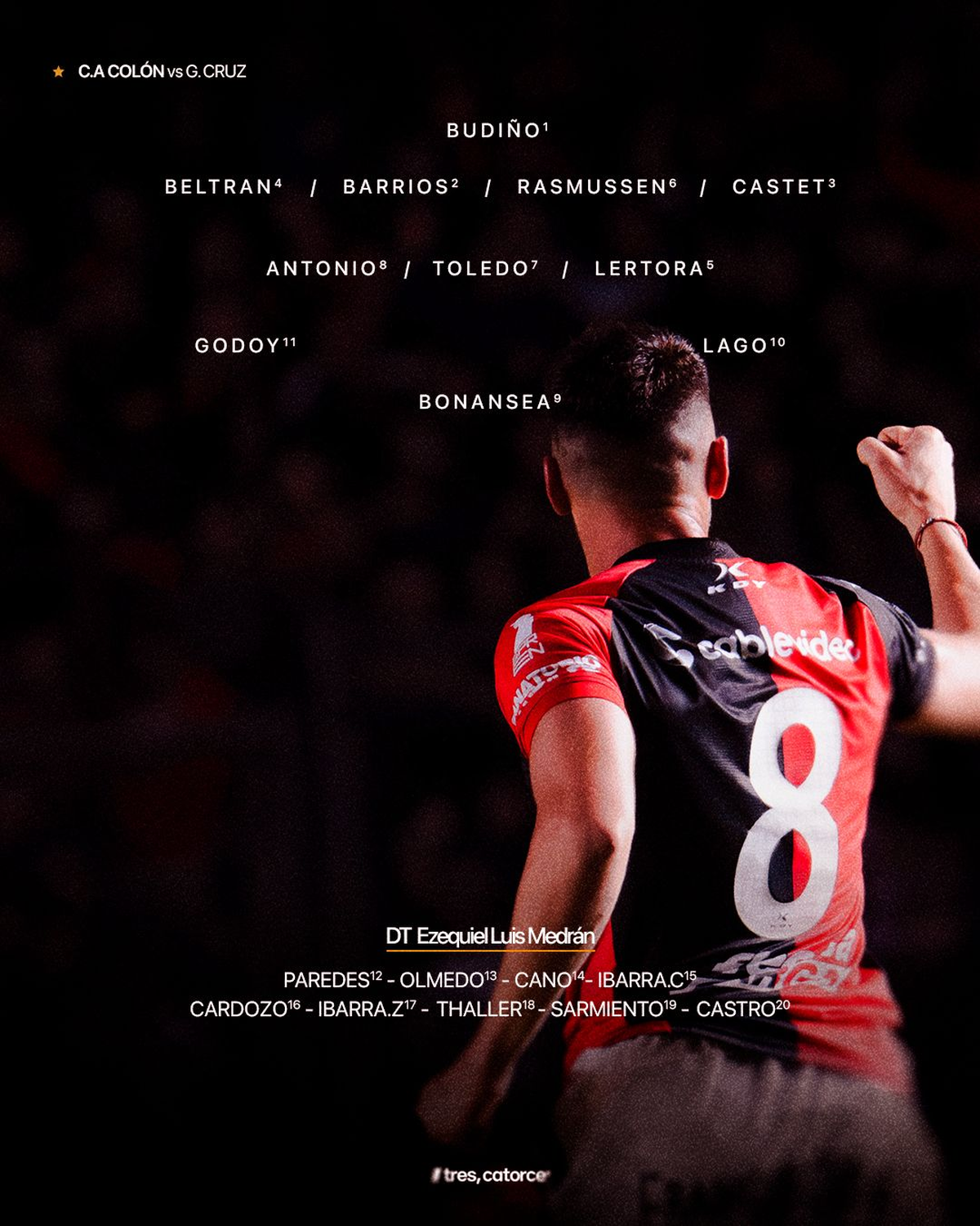 Estos son los titulares de Colón frente a Godoy Cruz. Estos son los titulares de Colón frente a Godoy Cruz.