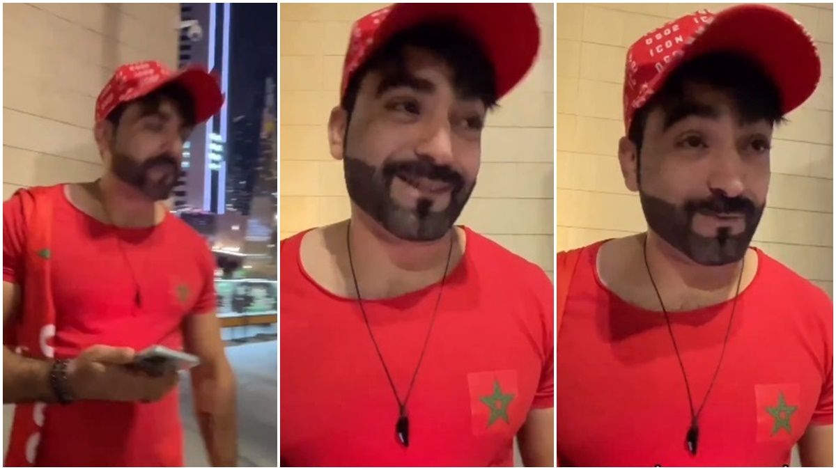 El equipo de AIRE se encontró con un hincha marroquí tras el histórico triunfo de Marruecos ante Portugal.