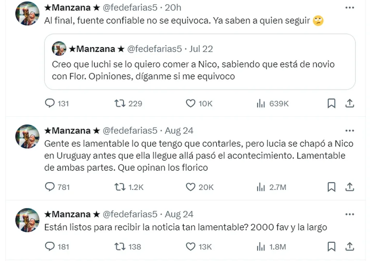 Escandalosa ruptura entre Flor Regidor y Nico Grosman: habría tercera en discordia. Escandalosa ruptura entre Flor Regidor y Nico Grosman: habría tercera en discordia.