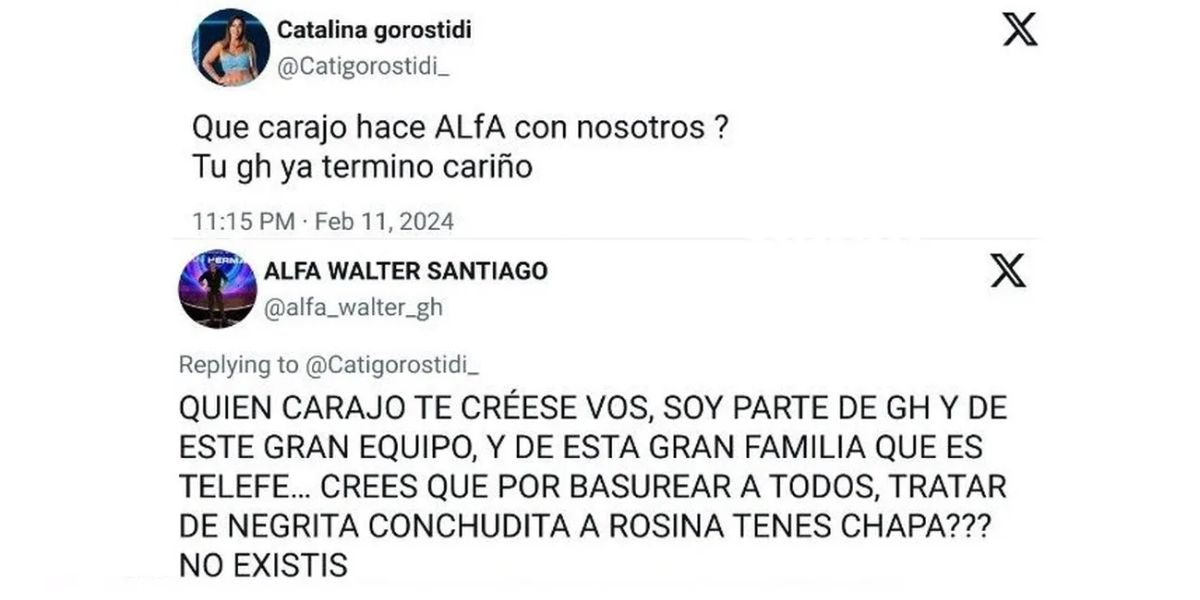 El comienzo de la pelea entre Catalina Gorostidi y Alfa de Gran Hermano. El comienzo de la pelea entre Catalina Gorostidi y Alfa de Gran Hermano. 