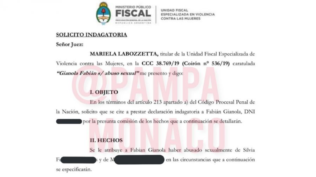 Fabi&aacute;n Gianola seria citado a indagatoria por las denuncias de abuso y la Fiscal&iacute;a podr&iacute;a pedir la detenci&oacute;n.