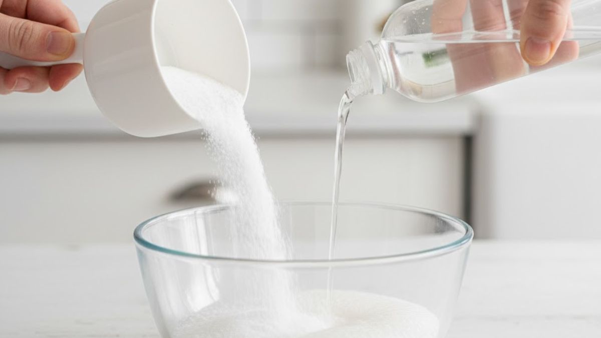 Juntar agua oxigenada con bicarbonato.