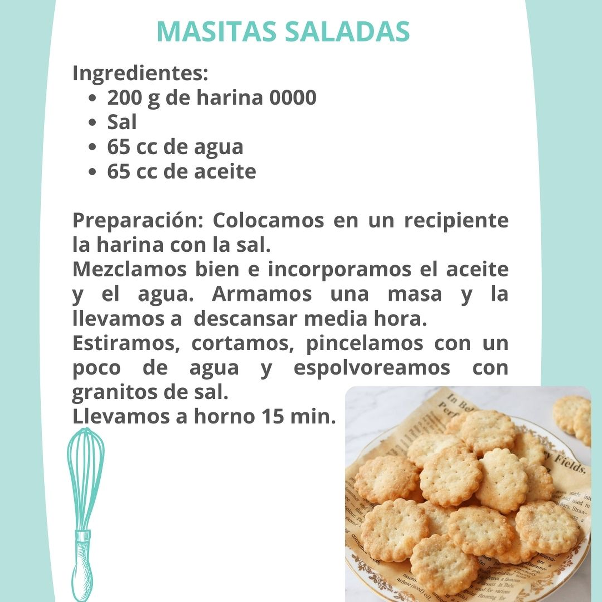 Las masitas saladas son una excelente idea para hacer en casa y disfrutar en el desayuno, merienda o como snack. Las masitas saladas son una excelente idea para hacer en casa y disfrutar en el desayuno, merienda o como snack.