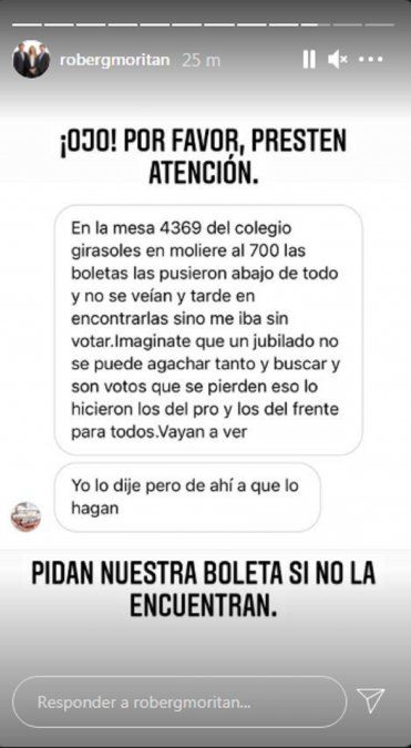 Paso 2021: Roberto García Moritán denunció que faltan sus boletas en las mesas