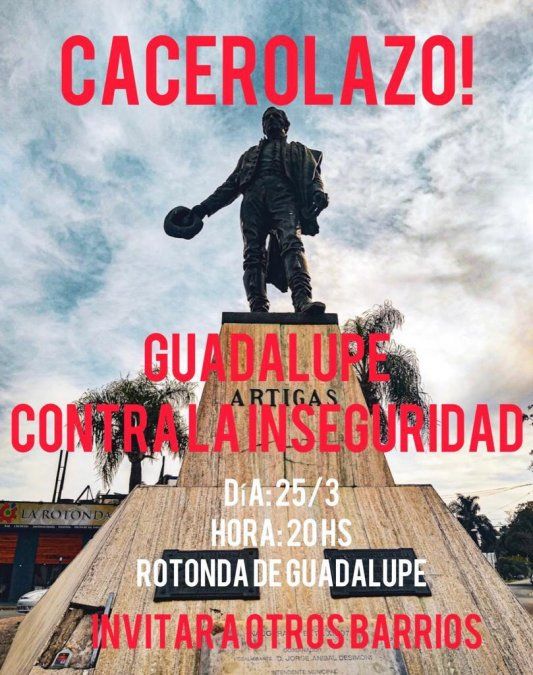 Los vecinos de Guadalupe convocan a las 20 de este viernes, en el monumento a Artigas.