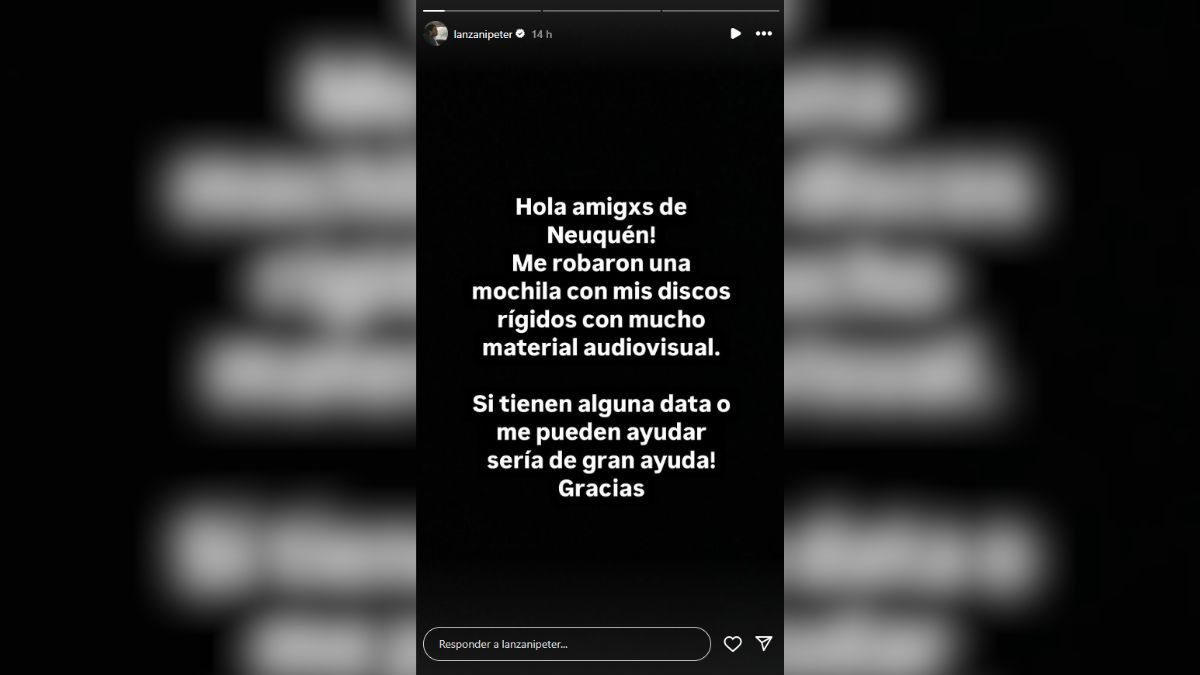 El posteo que hizo Peter Lanzani tras el robo. El posteo que hizo Peter Lanzani tras el robo.
