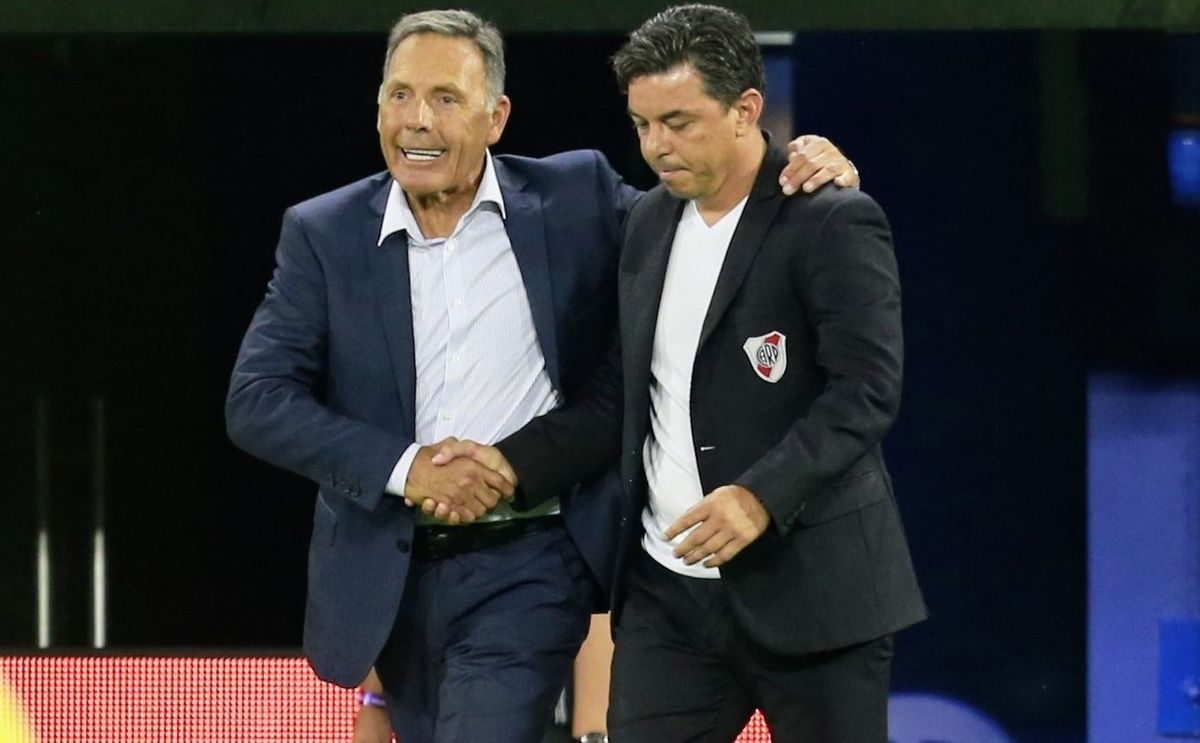 Miguel Ángel Russo junto a Marcelo Gallardo. 