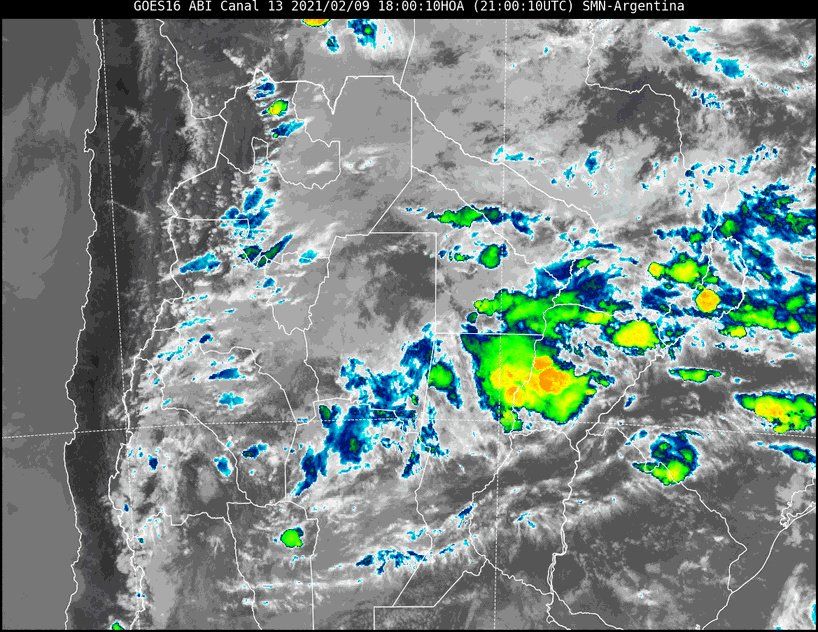 Imagen satelital del tiempo a las 18 horas del martes.
