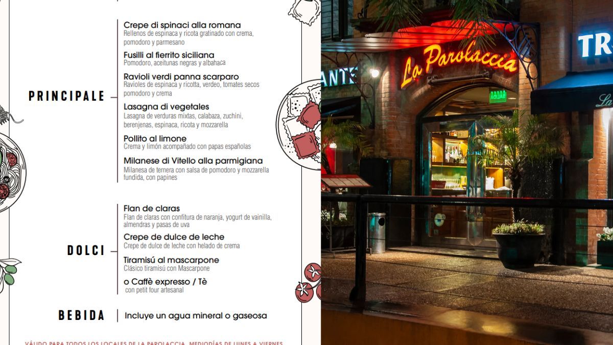 El menú de mediodía de La Parolaccia.