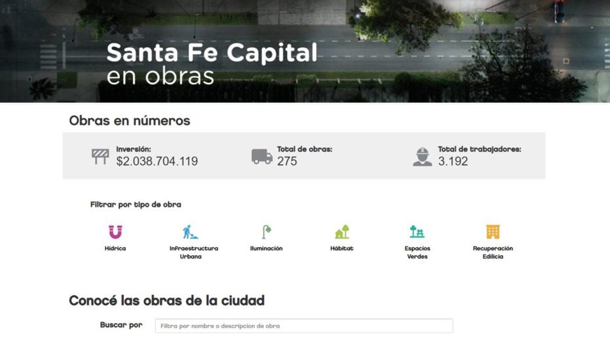 Santa Fe Capital en Obras: todas la infraestructura urbana en una sola plataforma