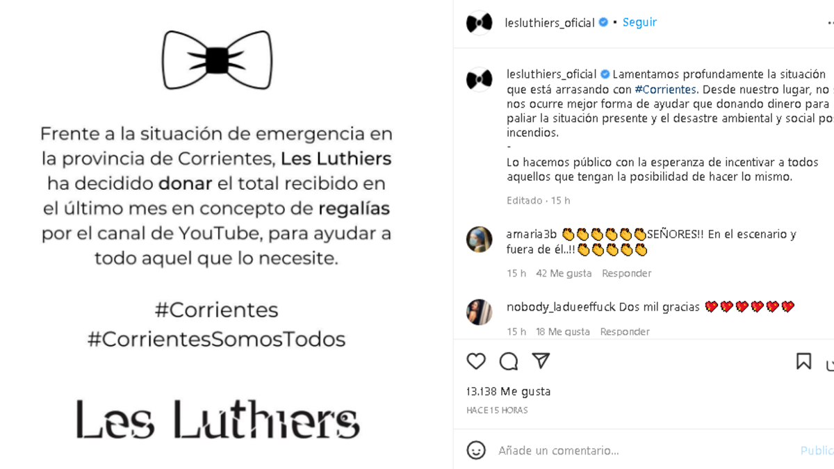 El reconocido elenco de humor, anunci&oacute; en redes sociales, la donaci&oacute;n.&nbsp;
