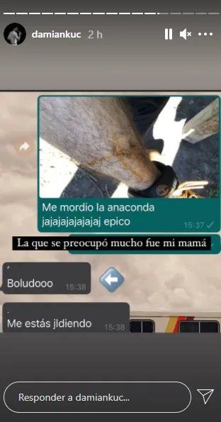 El relato de Damián Kuc en su cuenta de Instagram.